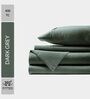 Cotton Satin Fitted Bedsheet, 60 x 78 inches, 400 Thread Count, Dark Grey, Set of 1 Bedsheet with 2 Pillow Covers