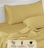 Cotton Satin Fitted Bedsheet, 60 x 78 inches, 400 Thread Count, Gold, Set of 1 Bedsheet with 2 Pillow Covers