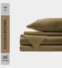 Cotton Satin Fitted Bedsheet, 60 x 78 inches, 400 Thread Count, Golden Brown, Set of 1 Bedsheet with 2 Pillow Covers