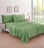 Cotton Satin Fitted Bedsheet, 60 x 78 inches, 400 Thread Count, Green, Set of 1 Bedsheet with 2 Pillow Covers