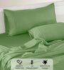 Cotton Satin Fitted Bedsheet, 60 x 78 inches, 400 Thread Count, Green, Set of 1 Bedsheet with 2 Pillow Covers