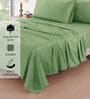 Cotton Satin Fitted Bedsheet, 60 x 78 inches, 400 Thread Count, Green, Set of 1 Bedsheet with 2 Pillow Covers