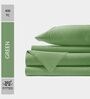 Cotton Satin Fitted Bedsheet, 60 x 78 inches, 400 Thread Count, Green, Set of 1 Bedsheet with 2 Pillow Covers