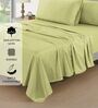 Cotton Satin Fitted Bedsheet, 60 x 78 inches, 400 Thread Count, Light Green, Set of 1 Bedsheet with 2 Pillow Covers