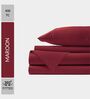 Cotton Satin Fitted Bedsheet, 60 x 78 inches, 400 Thread Count, Maroon, Set of 1 Bedsheet with 2 Pillow Covers
