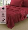 Cotton Satin Fitted Bedsheet, 60 x 78 inches, 400 Thread Count, Maroon, Set of 1 Bedsheet with 2 Pillow Covers
