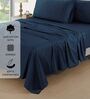 Cotton Satin Fitted Bedsheet, 60 x 78 inches, 400 Thread Count, Navy Blue, Set of 1 Bedsheet with 2 Pillow Covers