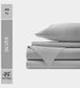 Cotton Satin Fitted Bedsheet, 60 x 78 inches, 400 Thread Count, Silver, Set of 1 Bedsheet with 2 Pillow Covers