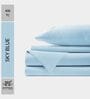 Cotton Satin Fitted Bedsheet, 60 x 78 inches, 400 Thread Count, Sky, Set of 1 Bedsheet with 2 Pillow Covers