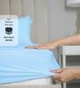 Cotton Satin Fitted Bedsheet, 60 x 78 inches, 400 Thread Count, Sky, Set of 1 Bedsheet with 2 Pillow Covers
