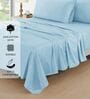 Cotton Satin Fitted Bedsheet, 60 x 78 inches, 400 Thread Count, Sky, Set of 1 Bedsheet with 2 Pillow Covers