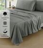 Cotton Satin Fitted Bedsheet, 60 x 78 inches, 400 Thread Count, Steel Grey, Set of 1 Bedsheet with 2 Pillow Covers