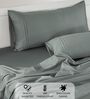 Cotton Satin Fitted Bedsheet, 60 x 78 inches, 400 Thread Count, Steel Grey, Set of 1 Bedsheet with 2 Pillow Covers