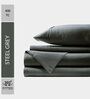 Cotton Satin Fitted Bedsheet, 60 x 78 inches, 400 Thread Count, Steel Grey, Set of 1 Bedsheet with 2 Pillow Covers