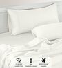 Cotton Satin Fitted Bedsheet, 60 x 78 inches, 400 Thread Count, White, Set of 1 Bedsheet with 2 Pillow Covers