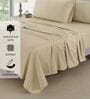 Cotton Satin Fitted Bedsheet, 72 x 78 inches, 400 Thread Count, Beige, Set of 1 Bedsheet with 2 Pillow Covers