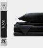 Cotton Satin Fitted Bedsheet, 72 x 78 inches, 400 Thread Count, Black, Set of 1 Bedsheet with 2 Pillow Covers