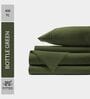 Cotton Satin Fitted Bedsheet, 72 x 78 inches, 400 Thread Count, Bottle Green, Set of 1 Bedsheet with 2 Pillow Covers