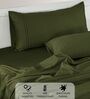 Cotton Satin Fitted Bedsheet, 72 x 78 inches, 400 Thread Count, Bottle Green, Set of 1 Bedsheet with 2 Pillow Covers