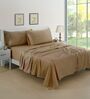 Cotton Satin Fitted Bedsheet, 72 x 78 inches, 400 Thread Count, Camel brown, Set of 1 Bedsheet with 2 Pillow Covers