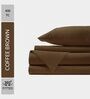 Cotton Satin Fitted Bedsheet, 72 x 78 inches, 400 Thread Count, Coffee Brown, Set of 1 Bedsheet with 2 Pillow Covers