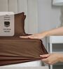 Cotton Satin Fitted Bedsheet, 72 x 78 inches, 400 Thread Count, Coffee Brown, Set of 1 Bedsheet with 2 Pillow Covers