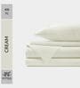 Cotton Satin Fitted Bedsheet, 72 x 78 inches, 400 Thread Count, Cream, Set of 1 Bedsheet with 2 Pillow Covers