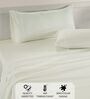 Cotton Satin Fitted Bedsheet, 72 x 78 inches, 400 Thread Count, Cream, Set of 1 Bedsheet with 2 Pillow Covers