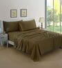 Cotton Satin Fitted Bedsheet, 72 x 78 inches, 400 Thread Count, Golden Brown, Set of 1 Bedsheet with 2 Pillow Covers