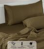 Cotton Satin Fitted Bedsheet, 72 x 78 inches, 400 Thread Count, Golden Brown, Set of 1 Bedsheet with 2 Pillow Covers