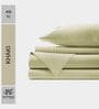 Cotton Satin Fitted Bedsheet, 72 x 78 inches, 400 Thread Count, Khaki, Set of 1 Bedsheet with 2 Pillow Covers