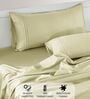 Cotton Satin Fitted Bedsheet, 72 x 78 inches, 400 Thread Count, Khaki, Set of 1 Bedsheet with 2 Pillow Covers