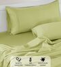 Cotton Satin Fitted Bedsheet, 72 x 78 inches, 400 Thread Count, Light Green, Set of 1 Bedsheet with 2 Pillow Covers
