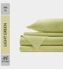 Cotton Satin Fitted Bedsheet, 72 x 78 inches, 400 Thread Count, Light Green, Set of 1 Bedsheet with 2 Pillow Covers