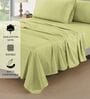 Cotton Satin Fitted Bedsheet, 72 x 78 inches, 400 Thread Count, Light Green, Set of 1 Bedsheet with 2 Pillow Covers