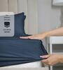 Cotton Satin Fitted Bedsheet, 72 x 78 inches, 400 Thread Count, Navy Blue, Set of 1 Bedsheet with 2 Pillow Covers