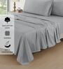 Cotton Satin Fitted Bedsheet, 72 x 78 inches, 400 Thread Count, Silver, Set of 1 Bedsheet with 2 Pillow Covers