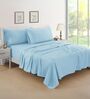 Cotton Satin Fitted Bedsheet, 72 x 78 inches, 400 Thread Count, Sky, Set of 1 Bedsheet with 2 Pillow Covers