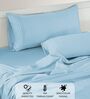 Cotton Satin Fitted Bedsheet, 72 x 78 inches, 400 Thread Count, Sky, Set of 1 Bedsheet with 2 Pillow Covers