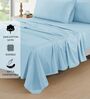 Cotton Satin Fitted Bedsheet, 72 x 78 inches, 400 Thread Count, Sky, Set of 1 Bedsheet with 2 Pillow Covers