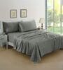 Cotton Satin Fitted Bedsheet, 72 x 78 inches, 400 Thread Count, Steel Grey, Set of 1 Bedsheet with 2 Pillow Covers