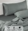 Cotton Satin Fitted Bedsheet, 72 x 78 inches, 400 Thread Count, Steel Grey, Set of 1 Bedsheet with 2 Pillow Covers