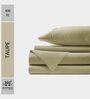 Cotton Satin Fitted Bedsheet, 72 x 78 inches, 400 Thread Count, Taupe, Set of 1 Bedsheet with 2 Pillow Covers
