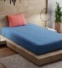 Blue Solid 144 TC Cotton Single Bed Sized Bed Sheets With 1 Pillow Cover