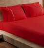 Red Solid 144 TC Cotton Queen Sized Bed Sheets with 4 Pillow Covers