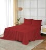 Cotton Solid Plain 400 TC Tomato Super King Bedsheet And 2 Pillow Cover Essential Series