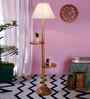 Cotton Straight Pleated Wooden Floor Lamp