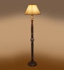 Cotton Straight Pleated Wooden Floor Lamp