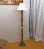 Cotton Straight Pleated Wooden Floor Lamp