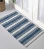 Blue Geometric Cotton 32x20 Inches Super Soft Bath Mat